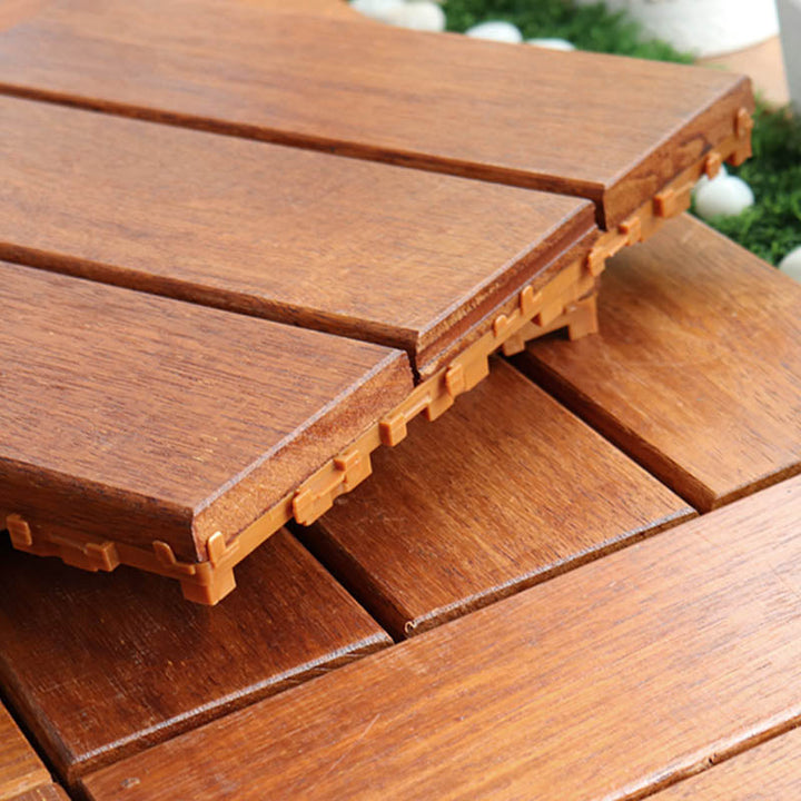 Lisslune | Classic wooden deck tiles connecting composite patio tiles