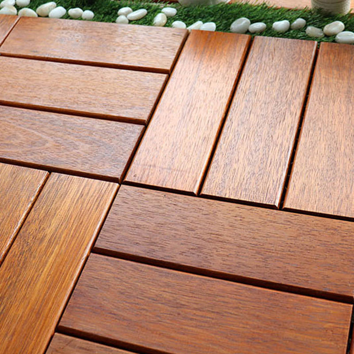 Lisslune | Classic wooden deck tiles connecting composite patio tiles