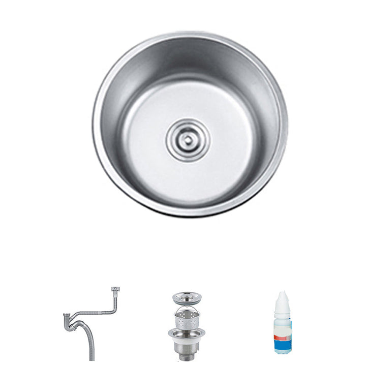 Lisslune | Round Single Bowl Kitchen Sink Stainless Steel Sink with Drain Strainer Set