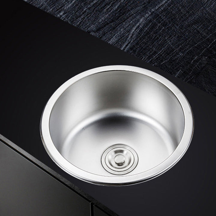 Lisslune | Round Single Bowl Kitchen Sink Stainless Steel Sink with Drain Strainer Set