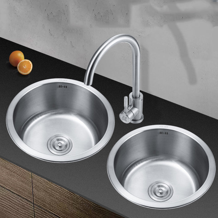 Lisslune | Round Single Bowl Kitchen Sink Stainless Steel Sink with Drain Strainer Set