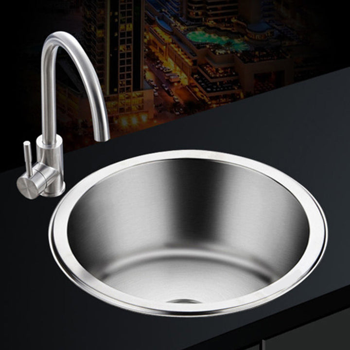 Lisslune | Round Single Bowl Kitchen Sink Stainless Steel Sink with Drain Strainer Set