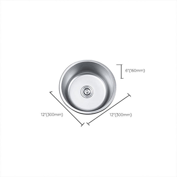 Lisslune | Round Single Bowl Kitchen Sink Stainless Steel Sink with Drain Strainer Set