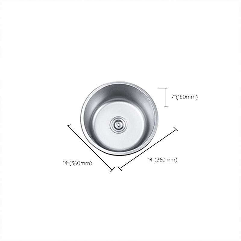 Lisslune | Round Single Bowl Kitchen Sink Stainless Steel Sink with Drain Strainer Set