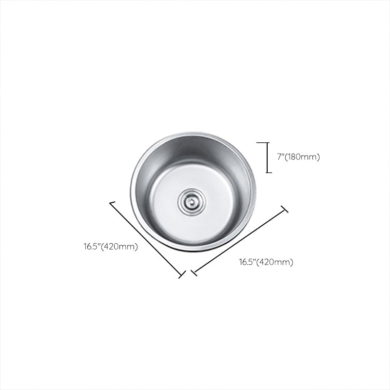 Lisslune | Round Single Bowl Kitchen Sink Stainless Steel Sink with Drain Strainer Set
