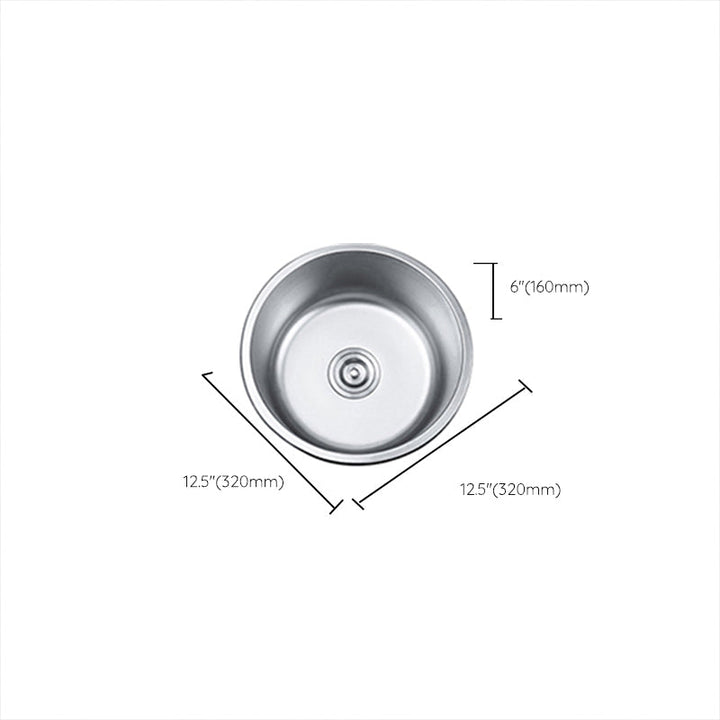 Lisslune | Round Single Bowl Kitchen Sink Stainless Steel Sink with Drain Strainer Set