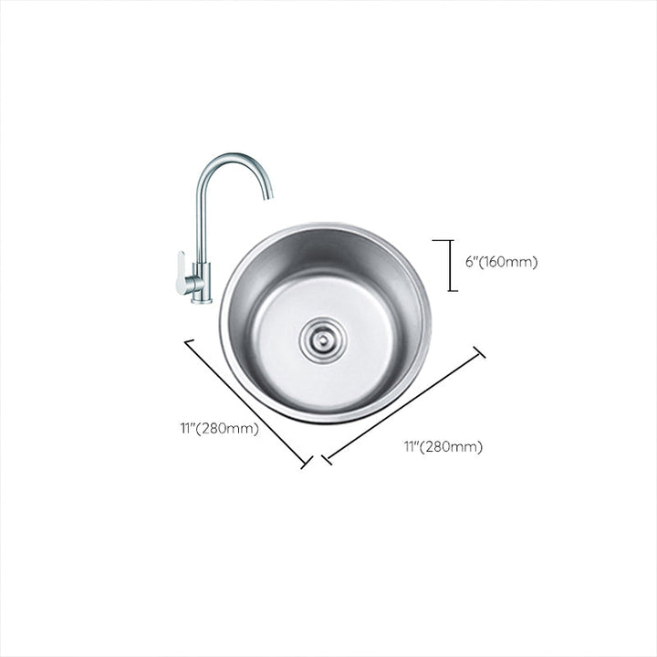 Lisslune | Round Single Bowl Kitchen Sink Stainless Steel Sink with Drain Strainer Set