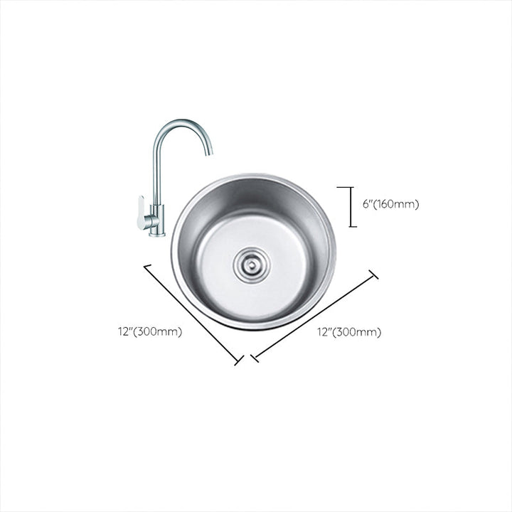 Lisslune | Round Single Bowl Kitchen Sink Stainless Steel Sink with Drain Strainer Set