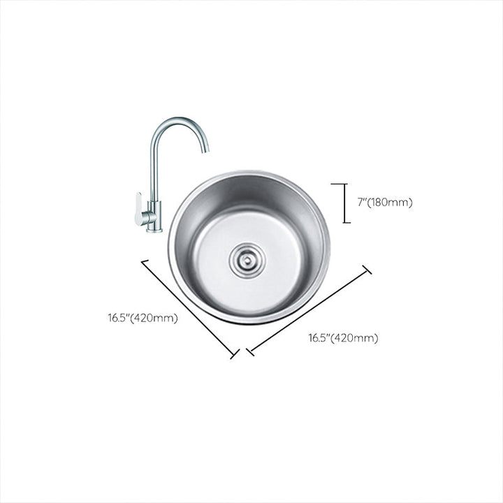 Lisslune | Round Single Bowl Kitchen Sink Stainless Steel Sink with Drain Strainer Set