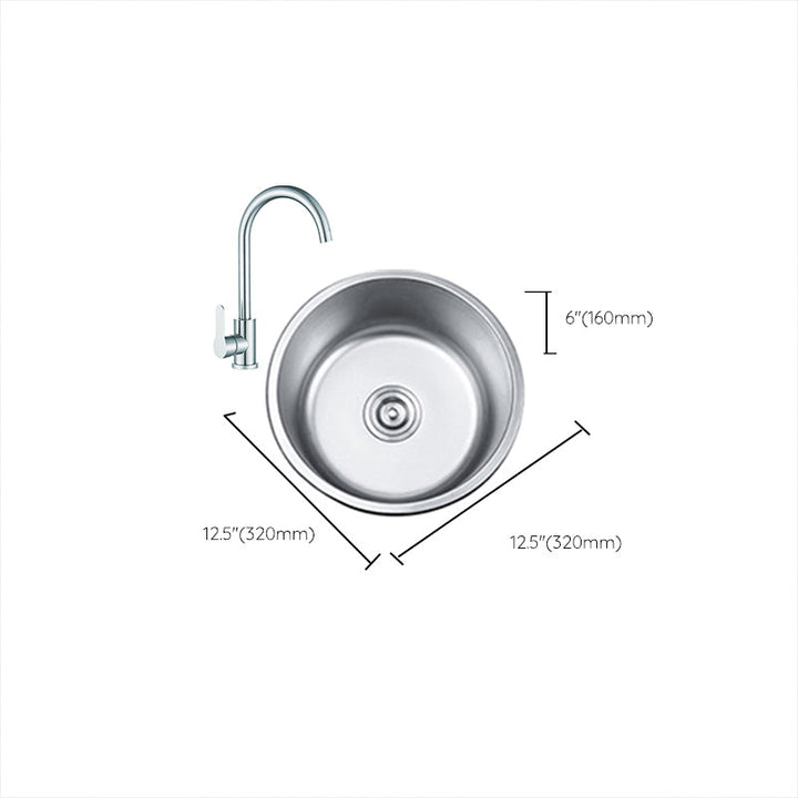 Lisslune | Round Single Bowl Kitchen Sink Stainless Steel Sink with Drain Strainer Set