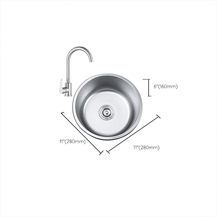 Lisslune | Round Single Bowl Kitchen Sink Stainless Steel Sink with Drain Strainer Set