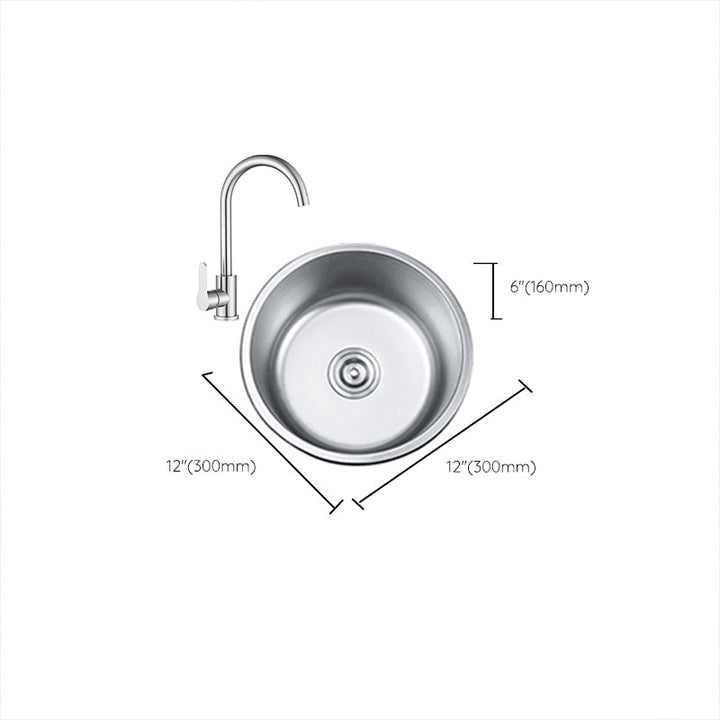 Lisslune | Round Single Bowl Kitchen Sink Stainless Steel Sink with Drain Strainer Set