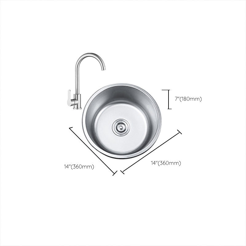Lisslune | Round Single Bowl Kitchen Sink Stainless Steel Sink with Drain Strainer Set