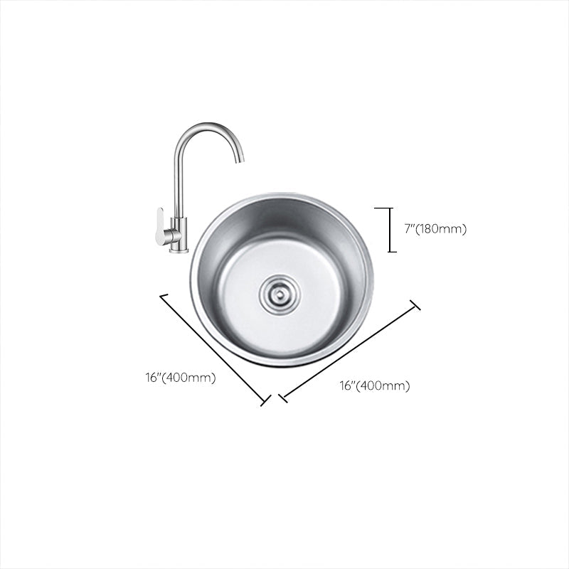 Lisslune | Round Single Bowl Kitchen Sink Stainless Steel Sink with Drain Strainer Set