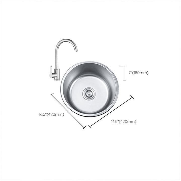 Lisslune | Round Single Bowl Kitchen Sink Stainless Steel Sink with Drain Strainer Set