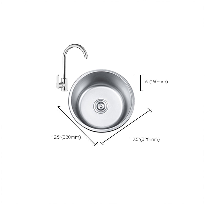 Lisslune | Round Single Bowl Kitchen Sink Stainless Steel Sink with Drain Strainer Set