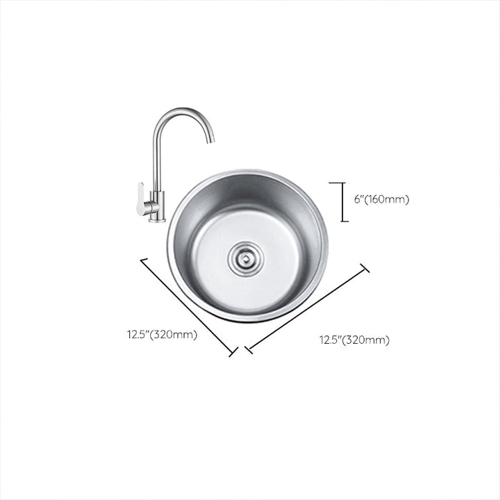 Lisslune | Round Single Bowl Kitchen Sink Stainless Steel Sink with Drain Strainer Set