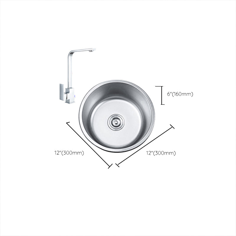 Lisslune | Round Single Bowl Kitchen Sink Stainless Steel Sink with Drain Strainer Set