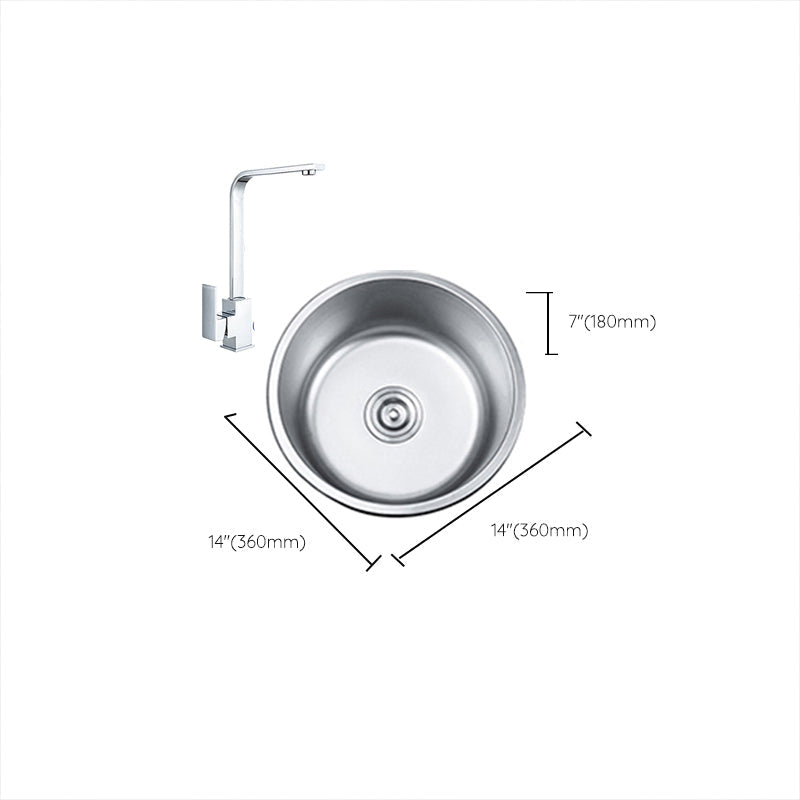 Lisslune | Round Single Bowl Kitchen Sink Stainless Steel Sink with Drain Strainer Set