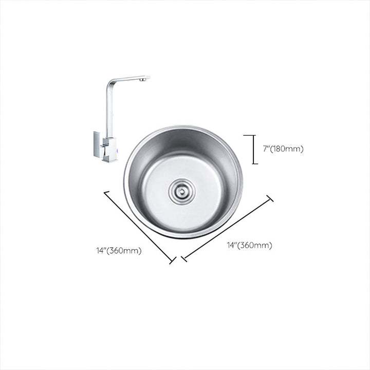 Lisslune | Round Single Bowl Kitchen Sink Stainless Steel Sink with Drain Strainer Set