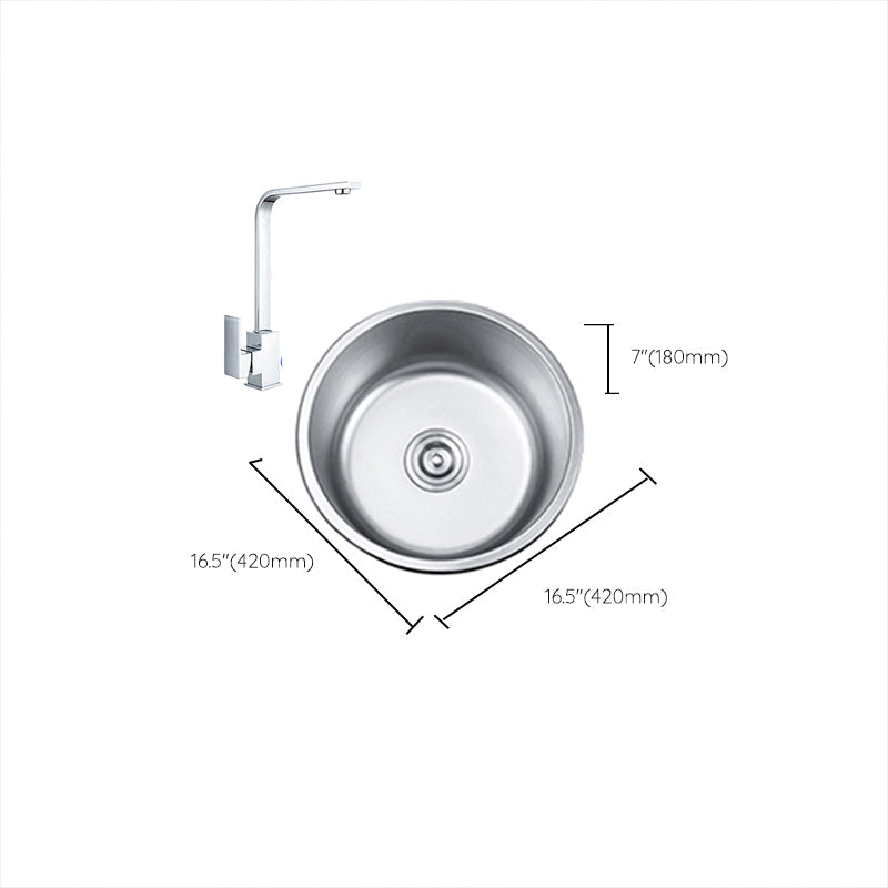 Lisslune | Round Single Bowl Kitchen Sink Stainless Steel Sink with Drain Strainer Set