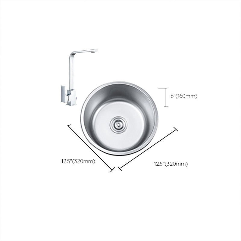 Lisslune | Round Single Bowl Kitchen Sink Stainless Steel Sink with Drain Strainer Set