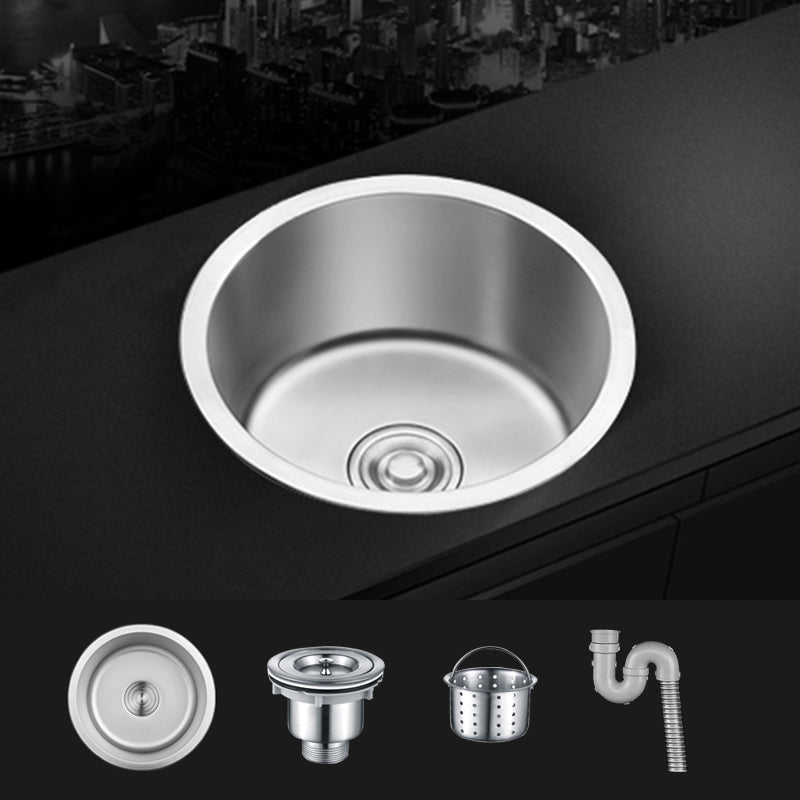 Lisslune | Contemporary Single Bowl Kitchen Sink Round Stainless Steel Sink with Drain Strainer Set