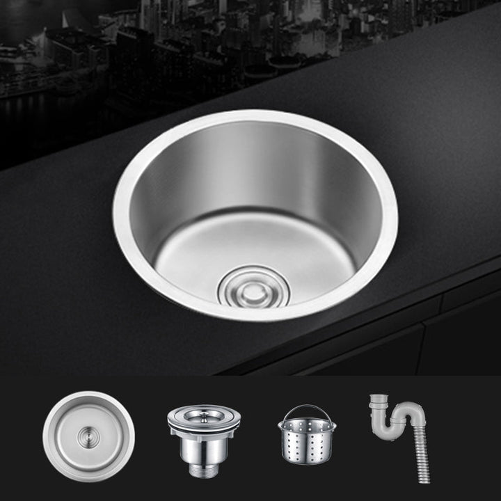 Lisslune | Contemporary Single Bowl Kitchen Sink Round Stainless Steel Sink with Drain Strainer Set