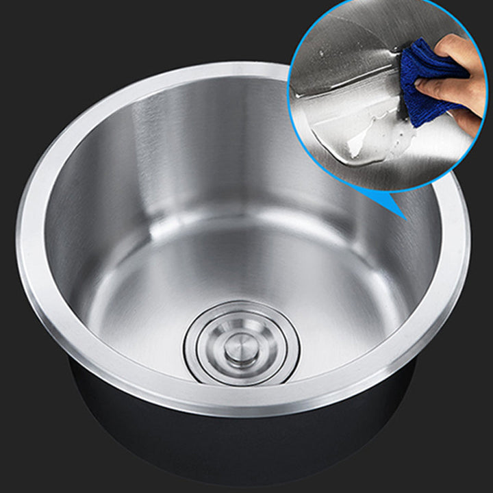 Lisslune | Contemporary Single Basin Kitchen Sink Round Stainless Steel Sink with Drain Strainer Set