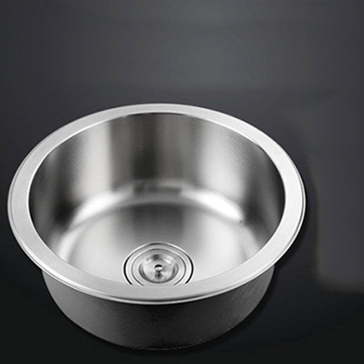 Lisslune | Contemporary Single Bowl Kitchen Sink Round Stainless Steel Sink with Drain Strainer Set
