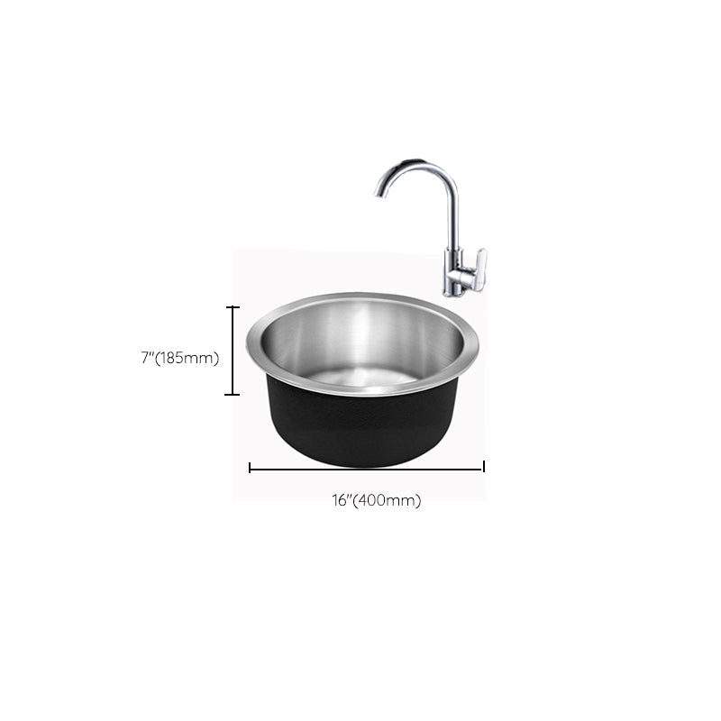 Lisslune | Contemporary Single Basin Kitchen Sink Round Stainless Steel Sink with Drain Strainer Set