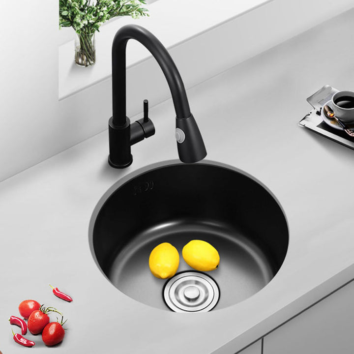 Lisslune | Single Bowl Kitchen Sink Round Stainless Steel Sink with Drain Strainer Kits