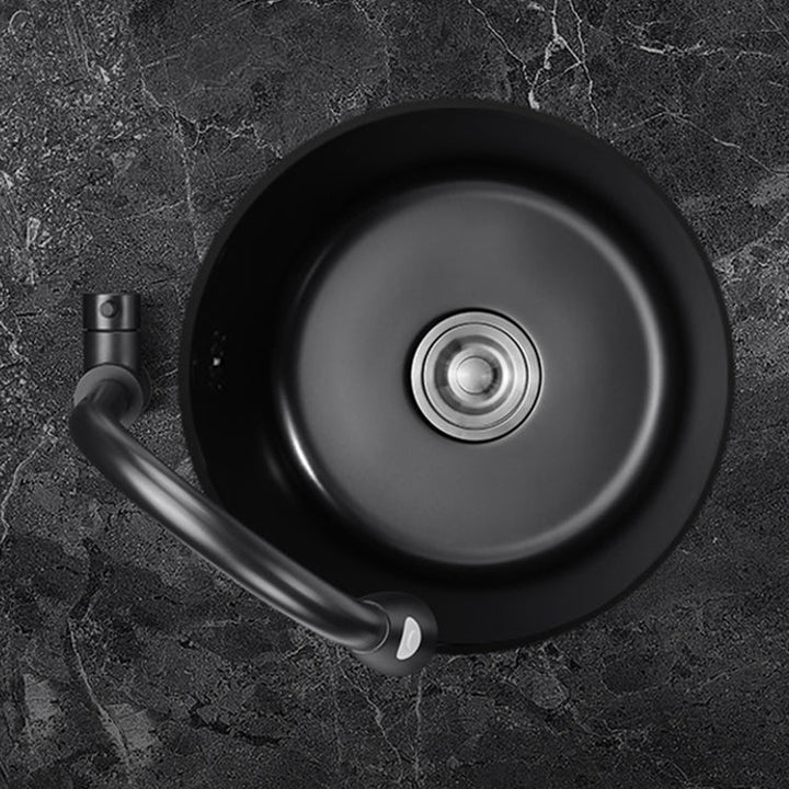 Lisslune | Single Bowl Kitchen Sink Round Stainless Steel Sink with Drain Strainer Kits