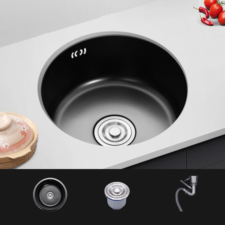 Lisslune | Single Bowl Kitchen Sink Round Stainless Steel Sink with Drain Basket Kits
