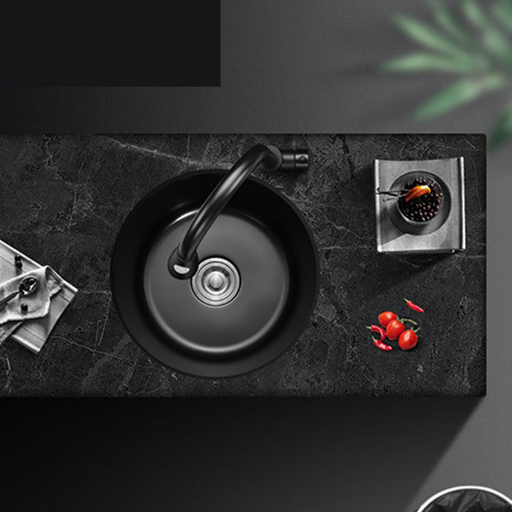 Lisslune | Single Bowl Kitchen Sink Round Stainless Steel Sink with Drain Basket Kits