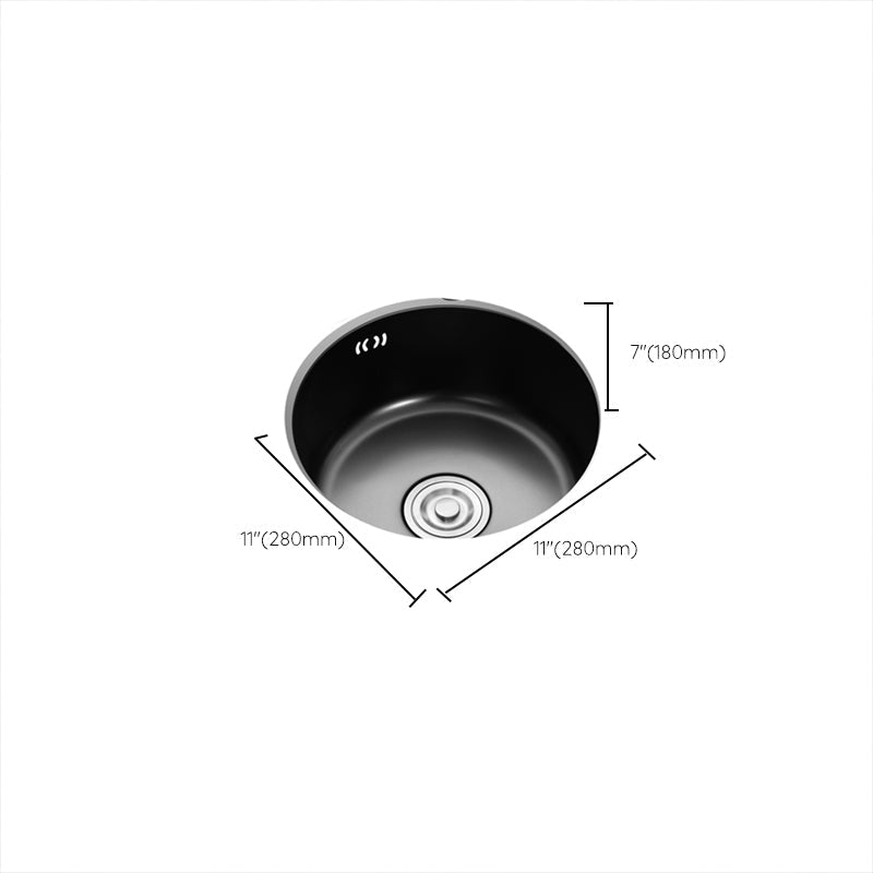 Lisslune | Single Bowl Kitchen Sink Round Stainless Steel Sink with Drain Strainer Kits