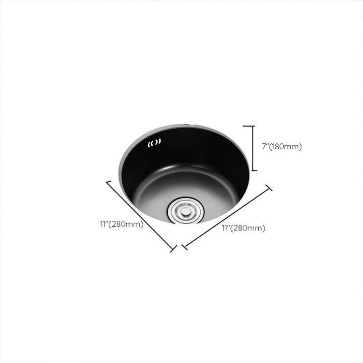 Lisslune | Single Bowl Kitchen Sink Round Stainless Steel Sink with Drain Strainer Kits