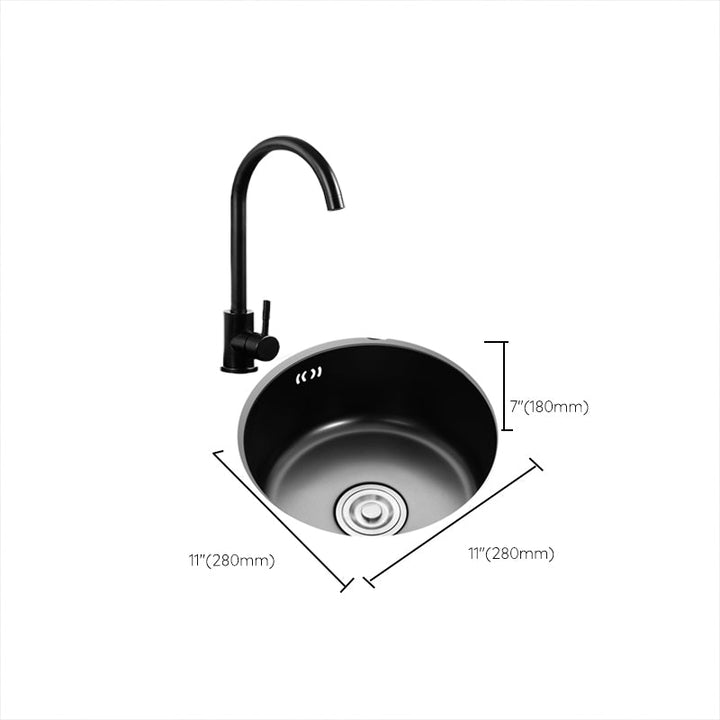 Lisslune | Single Bowl Kitchen Sink Round Stainless Steel Sink with Drain Strainer Kits