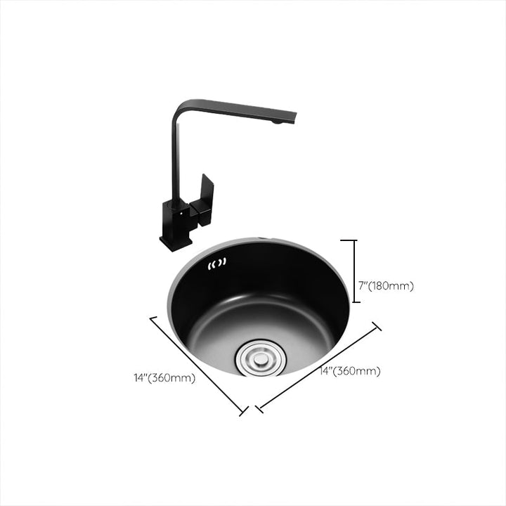 Lisslune | Single Bowl Kitchen Sink Round Stainless Steel Sink with Drain Strainer Kits