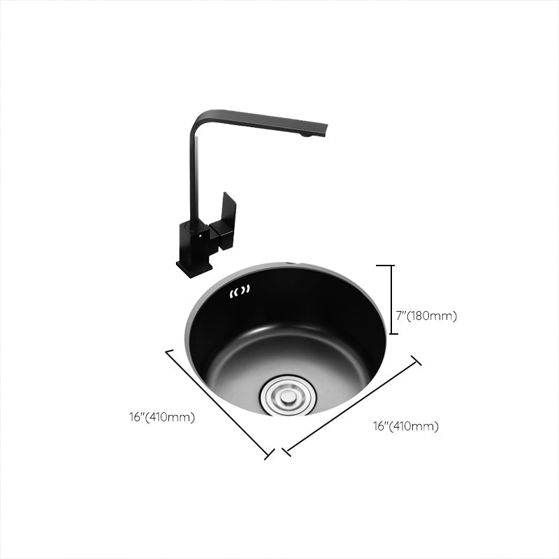 Lisslune | Single Bowl Kitchen Sink Round Stainless Steel Sink with Drain Strainer Kits