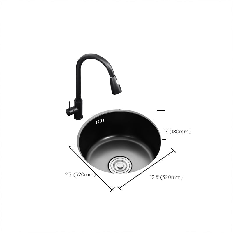 Lisslune | Single Bowl Kitchen Sink Round Stainless Steel Sink with Drain Strainer Kits