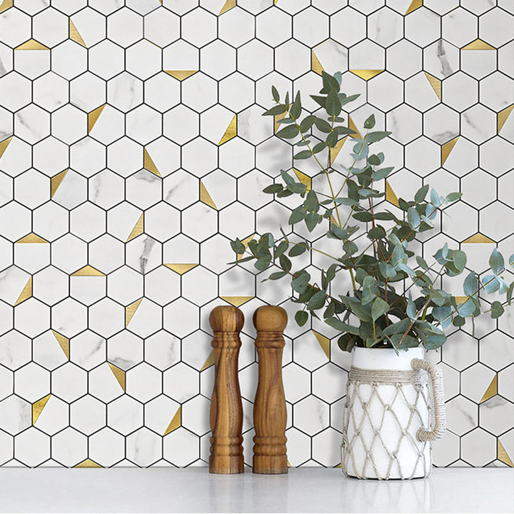 Lisslune | Hexagonal Modern Peel and Stick Tiles Mosaic Tiles Peel and Stick Backdrops