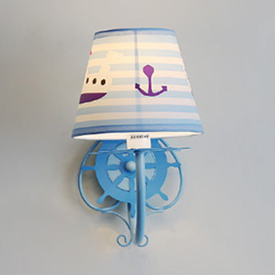 Skørter | Nautical Rowing Wall Light with Ship & Anchor Metal 1 Head Wall Lamp for Children's Room
