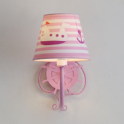 Skørter | Nautical Rowing Wall Light with Ship & Anchor Metal 1 Head Wall Lamp for Children's Room