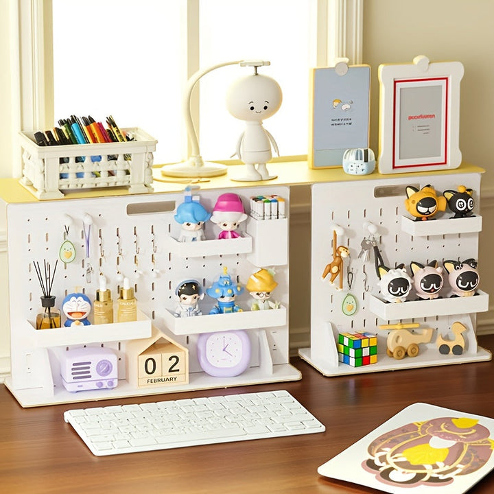 Lisslune | Ein Set aus bohrlosem Nagelbrett-Lagerset (einschließlich Zubehör) Multifunktionaler Desktop-Organizer, geeignet für Schlafsaal, Büroaufbewahrung, einfach zu installieren Hochwertige PVC-Holz-Kunststoff-Platte, praktisches Regal, Loc