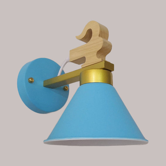 Skørter | Pyramid Ganggang Kindergarten Wall Lamp Metal Single Bulb Macaron Stylish Wall Lamp