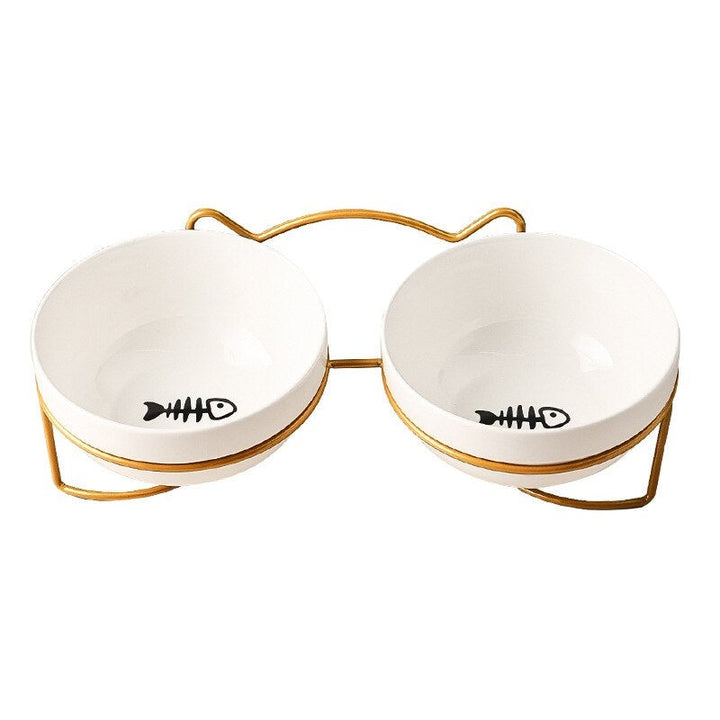 Lisslune | Low-threshold ceramic cat food bowl with stand