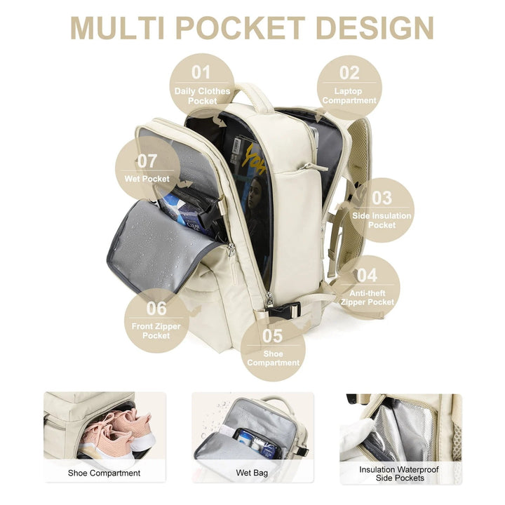 Lisslune | Women's Large Travel Backpack Waterproof Hiking Backpack