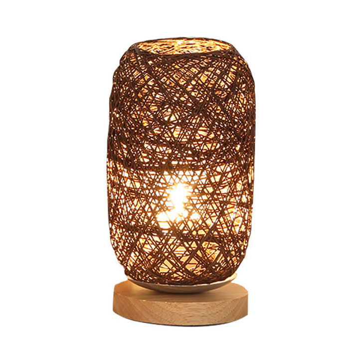 Skørter | Ribbed Oblong Mini Nightstand Lamp Macaron Beige/Blue/Brown USB Charging LED Table Light with Wooden Base for Bedside