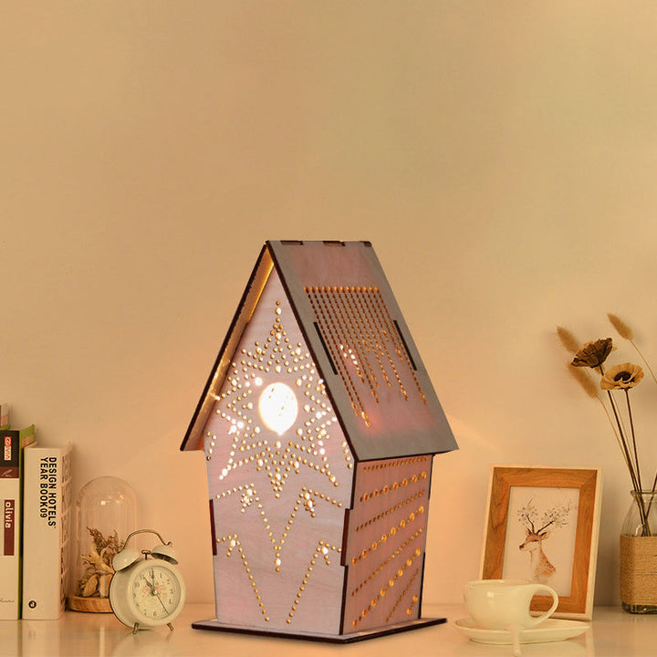 Skørter | Brown Lodge Small Night Light Children Wood USB LED Table Lighting with Cutouts Love Heart/Star/Flower Pattern